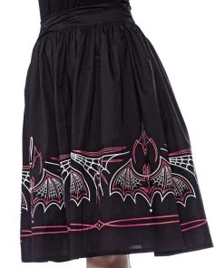 Women's Apparel Sourpuss Batty Pinstripe Skirt In Black & Pink