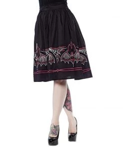 Women's Apparel Sourpuss Batty Pinstripe Skirt In Black & Pink