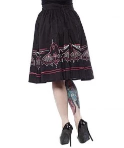 Women's Apparel Sourpuss Batty Pinstripe Skirt In Black & Pink 10 Women's Apparel Sourpuss Batty Pinstripe Skirt In Black & Pink