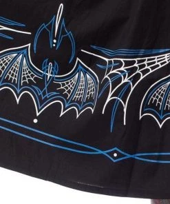 Sourpuss Batty Pinstripe Skirt In Black & Blue