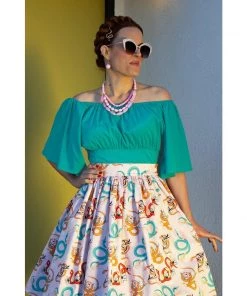 The Oblong Box Shop TOBS Victoria Blouse In Turquoise