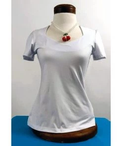 Glitz Glam And Rebellion Women's Apparel Rockabilly Diamond Cut Shirt In White