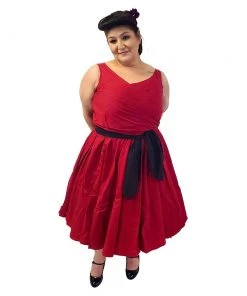 ChicStar Wrap-Front Sleeveless Swing Dress In Red Women's Apparel